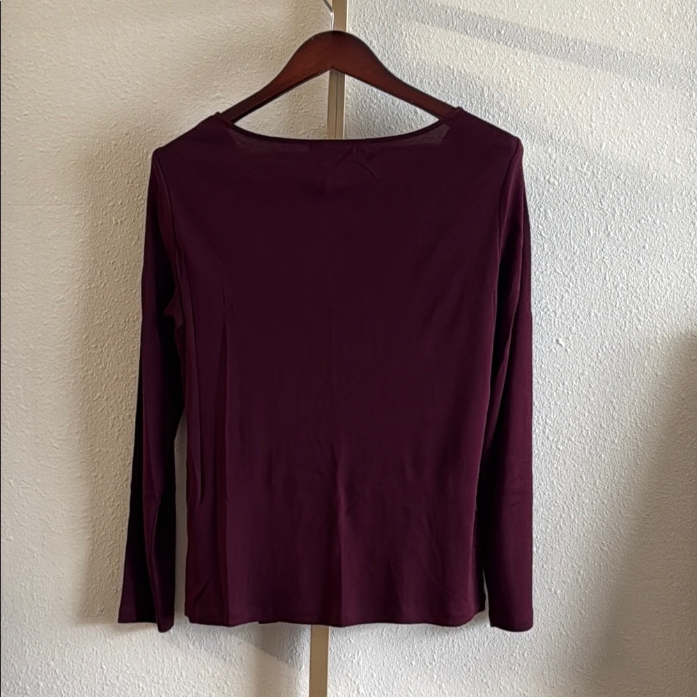 Lauren Ralph Lauren Elegant Cotton Top long sleeve plum glass bead – Size L - Picture 4 of 4